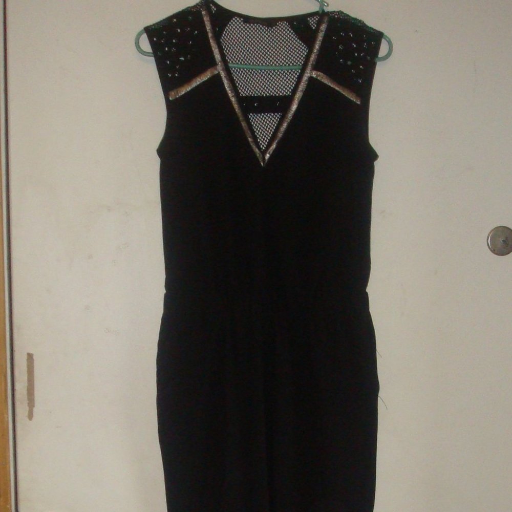 Black Jumpsuit Star Laser Cut & Mesh Back S